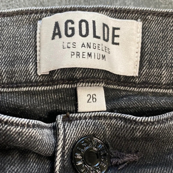 Agolde Sophie High Rise Amplify Black Wash Distressed Jeans Size 26 - Picture 4 of 8